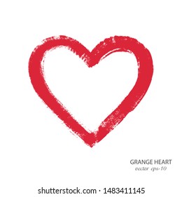  Red heart on a white background.vector grunge heart, Valentine day, illustration.