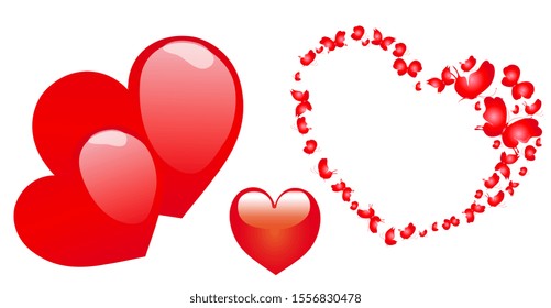 red heart, on a white ,valentine card
