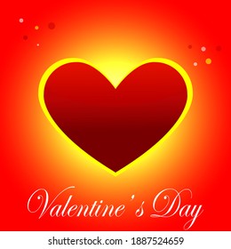 Red heart on a red and yellow background for valentine's day