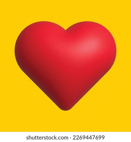 red heart on yellow background