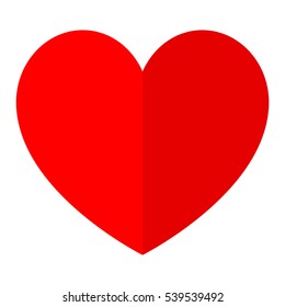 Red heart with one side is shaded. Heart  for the medicine or 
Valentine's Day. Vector eps 10