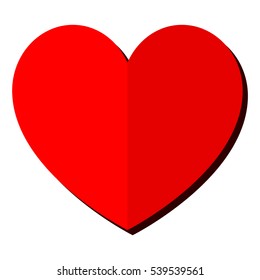 Red heart with one side is shaded. Heart  for the medicine or 
Valentine's Day. Vector eps 10