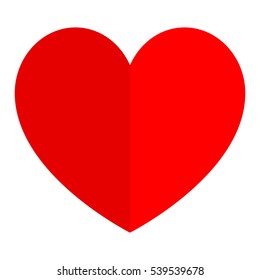 Red heart with one side is shaded. Heart  for the medicine or 
Valentine's Day. Vector eps 10