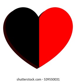 Red heart with one side is shaded  for the medicine or 
Valentine's Day. Vector eps 10