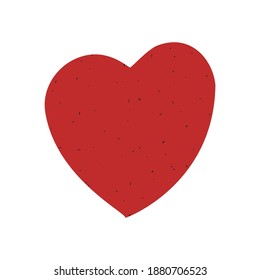 Rotes Herz mit Originalstruktur. Für Web-Design-Postkarte, Poster, Banner, Glückwunsch zum Valentinstag. Einziges Element, romantische Valentinkarte auf weißem Hintergrund. Flacher Stil. Vektorbild

