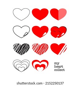 Red heart and heart outline 