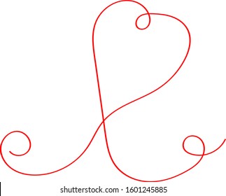 Red heart - outline drawing for an emblem or logo. Template for greeting card for Valentine's Day.