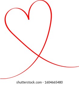 Red heart - outline drawing for an emblem or logo. Template for greeting card for Valentine's Day.