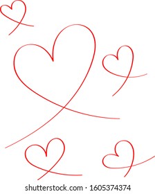Red heart - outline drawing for an emblem or logo. Template for greeting card for Valentine's Day.