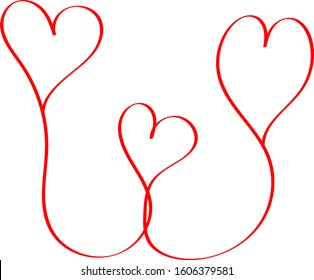 Red heart - outline drawing for an emblem or logo. Template for greeting card for Valentine's Day.