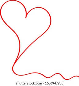 Red heart - outline drawing for an emblem or logo. Template for greeting card for Valentine's Day.