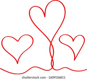 Red heart - outline drawing for an emblem or logo. Template for greeting card for Valentine's Day.