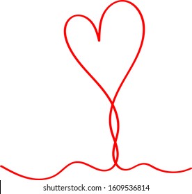 Red heart - outline drawing for an emblem or logo. Template for greeting card for Valentine's Day.