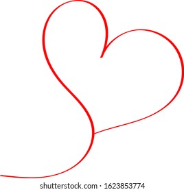Red heart - outline drawing for an emblem or logo. Template for greeting card for Valentine's Day.