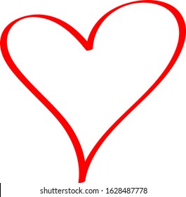 Red heart - outline drawing for an emblem or logo. Template for greeting card for Valentine's Day.