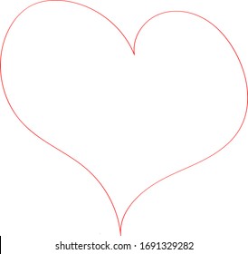 Red heart - outline drawing for an emblem or logo. Template for greeting card for Valentine's Day.