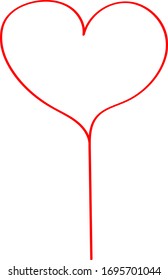 Red heart - outline drawing for an emblem or logo. Template for greeting card for Valentine's Day.