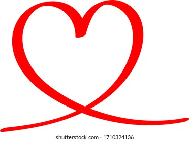 Red heart - outline drawing for an emblem or logo. Template for greeting card for Valentine's Day.