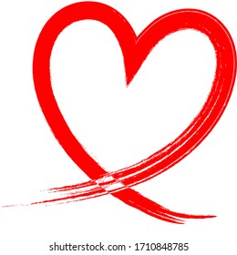 Red heart - outline drawing for an emblem or logo. Template for greeting card for Valentine's Day.