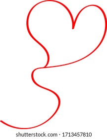 Red heart - outline drawing for an emblem or logo. Template for greeting card for Valentine's Day.