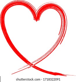 Red heart - outline drawing for an emblem or logo. Template for greeting card for Valentine's Day.
