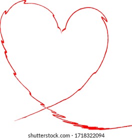 Red heart - outline drawing for an emblem or logo. Template for greeting card for Valentine's Day.