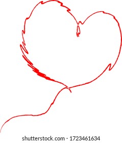 Red heart - outline drawing for an emblem or logo. Template for greeting card for Valentine's Day.