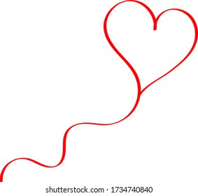 Red heart - outline drawing for an emblem or logo. Template for greeting card for Valentine's Day.