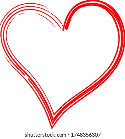 Red heart - outline drawing for an emblem or logo. Template for greeting card for Valentine's Day.