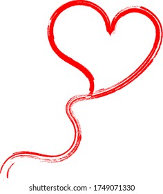 Red heart - outline drawing for an emblem or logo. Template for greeting card for Valentine's Day.