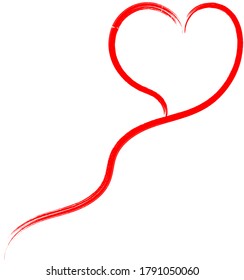 Red heart - outline drawing for an emblem or logo. Template for greeting card for Valentine's Day.