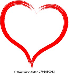 Red heart - outline drawing for an emblem or logo. Template for greeting card for Valentine's Day.