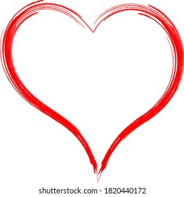 Red heart - outline drawing for an emblem or logo. Template for greeting card for Valentine's Day.