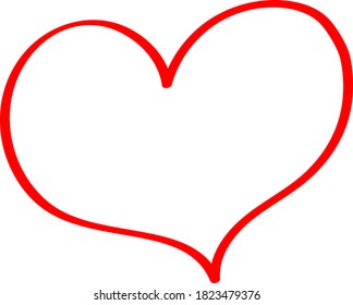 Red heart - outline drawing for an emblem or logo. Template for greeting card for Valentine's Day.