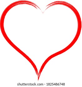Red heart - outline drawing for an emblem or logo. Template for greeting card for Valentine's Day.