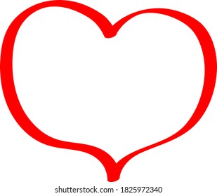 Red heart - outline drawing for an emblem or logo. Template for greeting card for Valentine's Day.