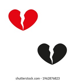 Red heart - outline drawing for an emblem or logo. Template for greeting card for Valentine s Day.