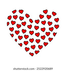 Red heart outline style icon isolated vector illustration