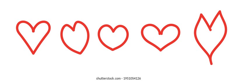 Red Heart outline vector icon. Heart Shape Shade Isolated White Background Vector For wedding.