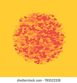 Red heart outline which consists of isolated elements. Modern style with ethnic elements in red heart outline. Can be used as print, wallpaper, cards, valentine cards, logo, background and etc.