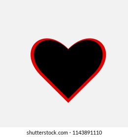 Red heart outside with black inside. Love icon. Design for love and Valentine's day. Vector EPS 10