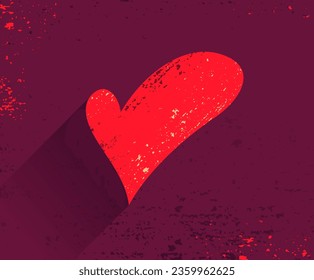 Red heart over wooden texture vector, st Valentine card.