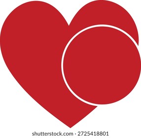 Corazón rojo con círculo superpuesto Símbolo de amor gráfico