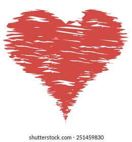 Red heart painted with a brush. Image. Vector. Icon.