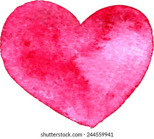 red heart painted by watercolor