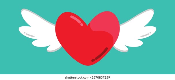 Red Heart With A Pair Of Wings