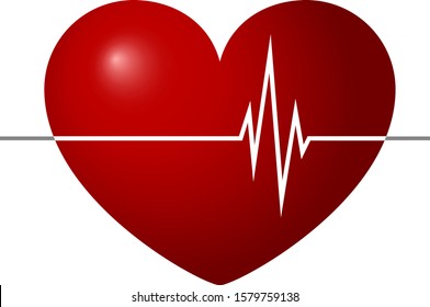 Red heart and palpitations inside him. Medical heartbeat icon. Heartbeat health care and medical sign and symbol. Medical heartbeat icon. Heartbeat Healthcare and Medical Sign and Symbol