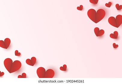 Red heart paper border frame with pink background for Mothers Day and Valentine Day love banner design vector illustration with blank space. - Shutterstock ID 1902445261