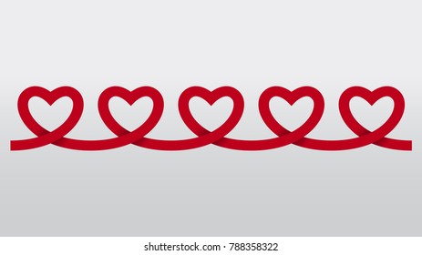 Red Heart Paper Chain Cutout Vector Background