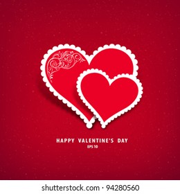 Red heart paper classic valentine's day vector illustration